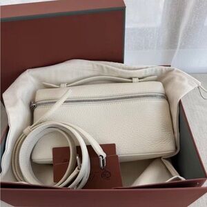 Loro Piana Cream Leather Crossbody Bag